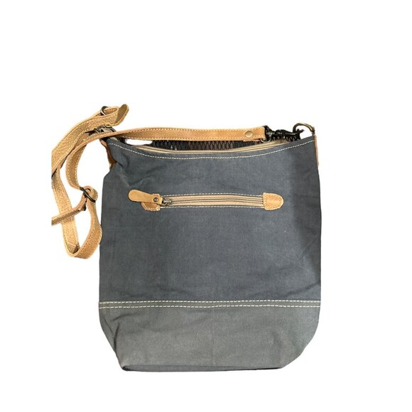 Myra Bag S-1305 Crossbody Bag Floral Upcycled With Leaf Print & Leather Accents - Picture 6 of 6